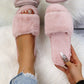 fluffy open toes slipper