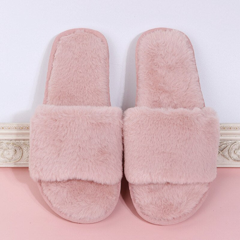 fluffy open toes slipper